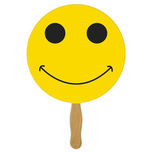 Smiley Face Stock Shaped Paper Fans, Customized With Your Logo!