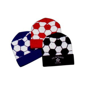 Soccer Ball Knit Hats, Custom Imprinted With Your Logo!