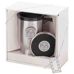 Stainless Steel Medallion Travel Mugs, Personalized With Your Logo!