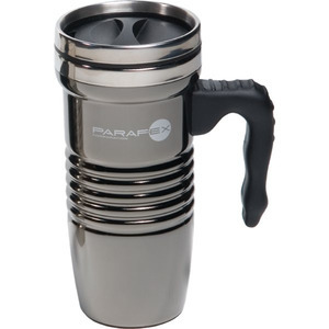 Stainless Steel Chrome Finish Travel Mugs, Custom Decorated With Your Logo!