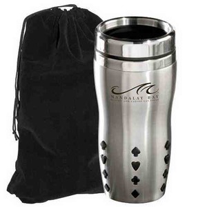 Stainless Steel Ridged Mug and Velvet Gift Bag Sets, Personalized With Your Logo!