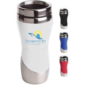 Stainless Steel Splash Resistant Travel Mugs, Custom Printed With Your Logo!