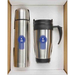 Stainless Steel Trip Mug and Thermos Sets, Custom Printed With Your Logo!