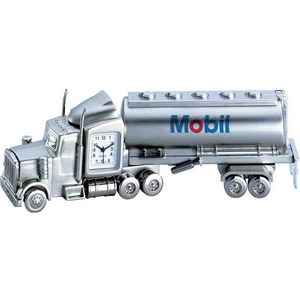 Tanker Truck Shaped Silver Metal Clocks, Custom Printed With Your Logo!