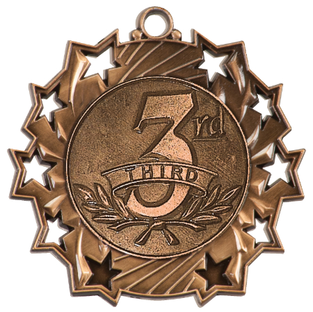 Third Place Ten Star Medals, Custom Made With Your Logo!