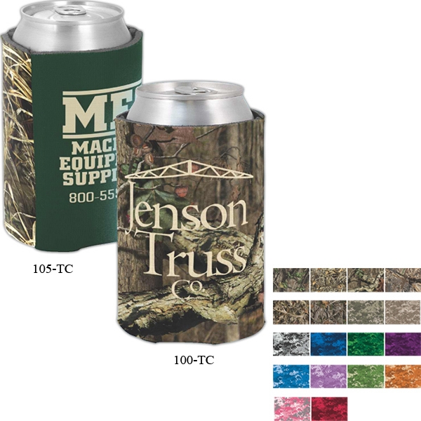 Camouflage Can Coolers, Custom Printed With Your Logo!