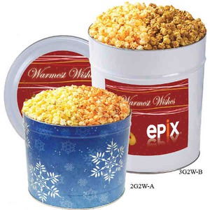 Two Flavor Popcorn Tins, Custom Imprinted With Your Logo!
