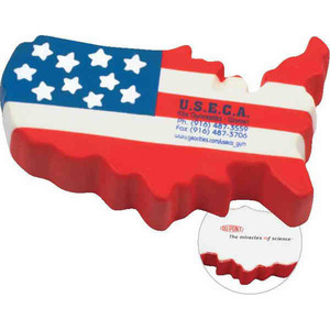 United States Shaped Stress Relievers, Custom Imprinted With Your Logo!