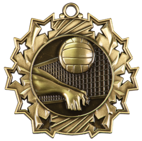 Custom Printed Volleyball Ten Star Medals