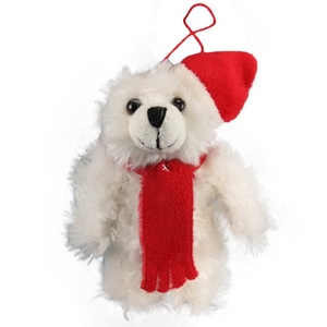 White Bear Plush Ornaments, Custom Decorated With Your Logo!
