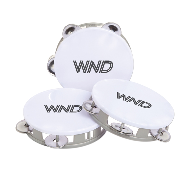 White Miniature Tambourines, Custom Imprinted With Your Logo!